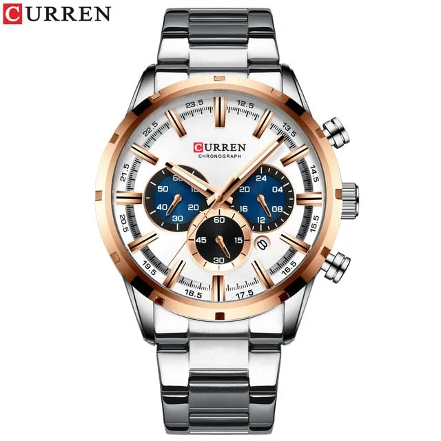 Men's Stainless Steel Top Brand Luxury Sports Chronograph Watch