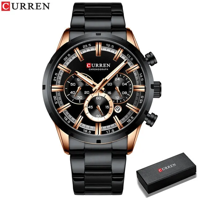 Men's Stainless Steel Top Brand Luxury Sports Chronograph Watch