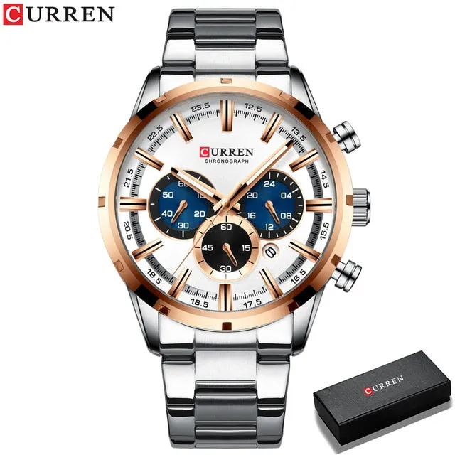 Men's Stainless Steel Top Brand Luxury Sports Chronograph Watch