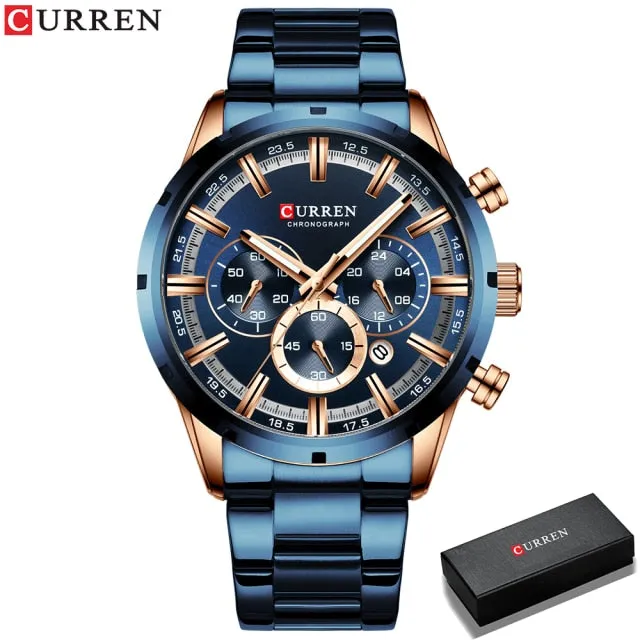 Men's Stainless Steel Top Brand Luxury Sports Chronograph Watch