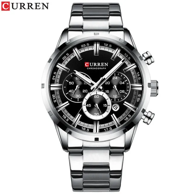 Men's Stainless Steel Top Brand Luxury Sports Chronograph Watch