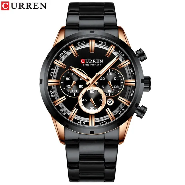 Men's Stainless Steel Top Brand Luxury Sports Chronograph Watch