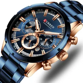 Men's Stainless Steel Top Brand Luxury Sports Chronograph Watch