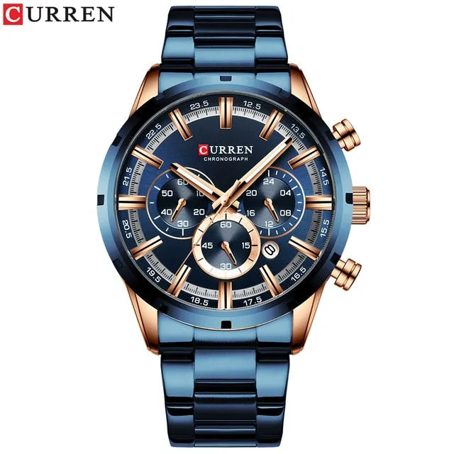 Men's Stainless Steel Top Brand Luxury Sports Chronograph Watch