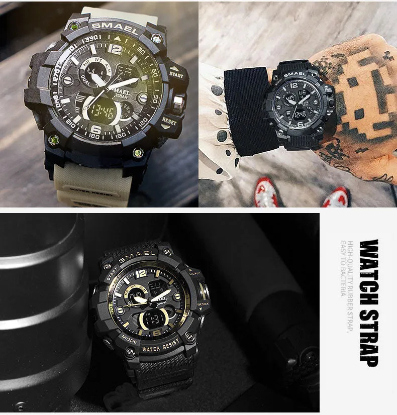 Military Watch 50m Waterproof Wristwatch LED Quartz Clock Male Digital Sports Watches Men's