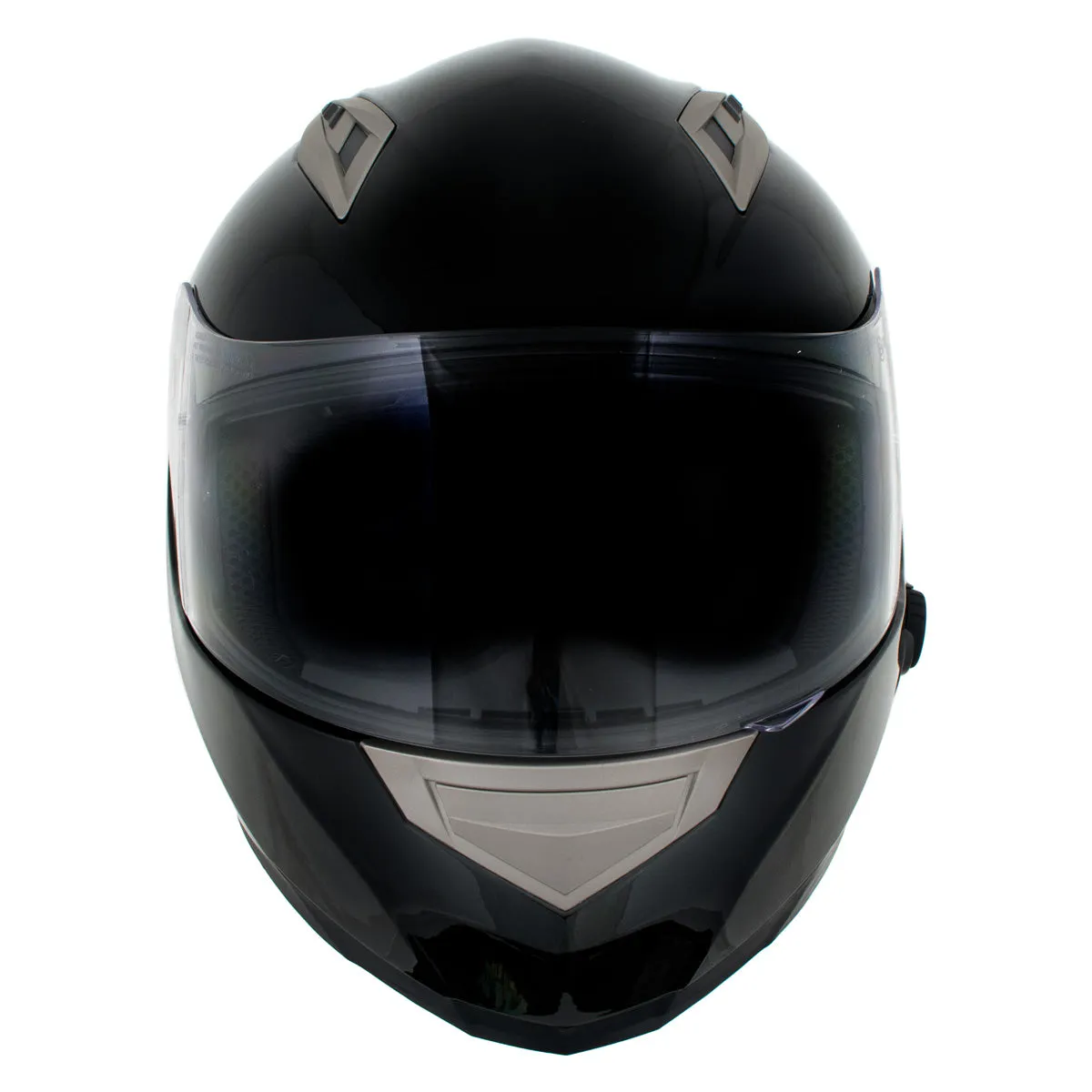 Milwaukee Helmets H510 Gloss Black 'Chit-Chat' Full Face Motorcycle Helmet w/ Intercom - Built-in Speaker and Microphone for Men / Women