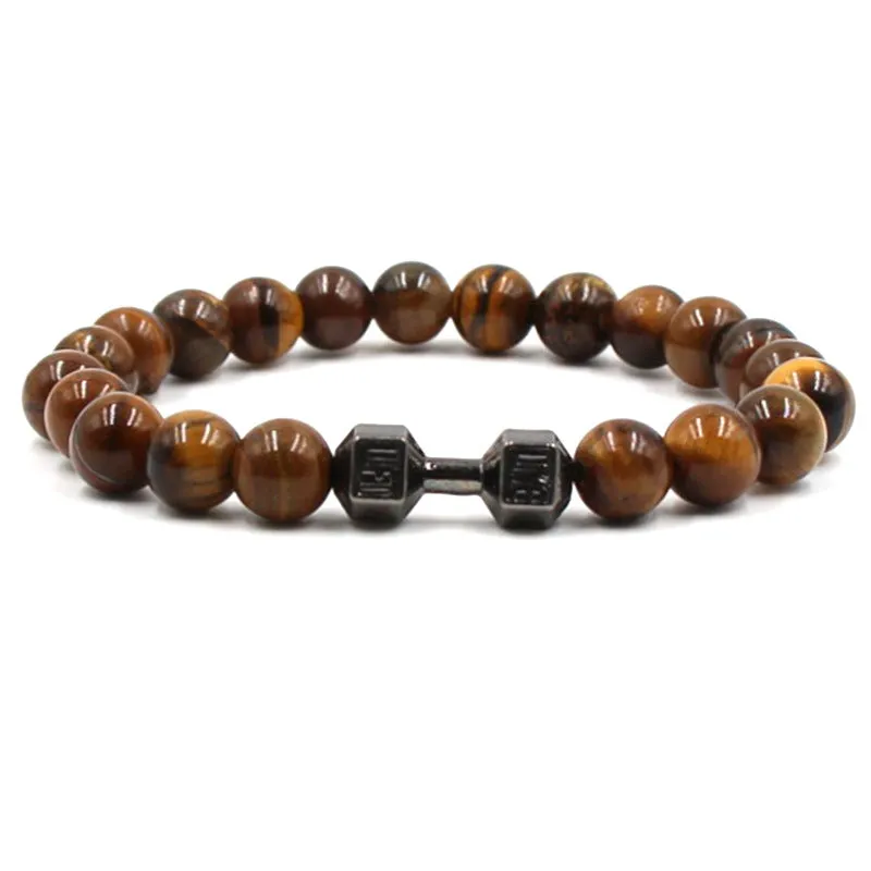 Natural Tigereye Three-color Sports Dumbbell Bracelet