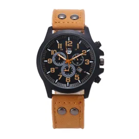 New Business Quartz watch Men sport Military Watches Men Corium Leather Strap army wristwatch clock hours Complete Calendar