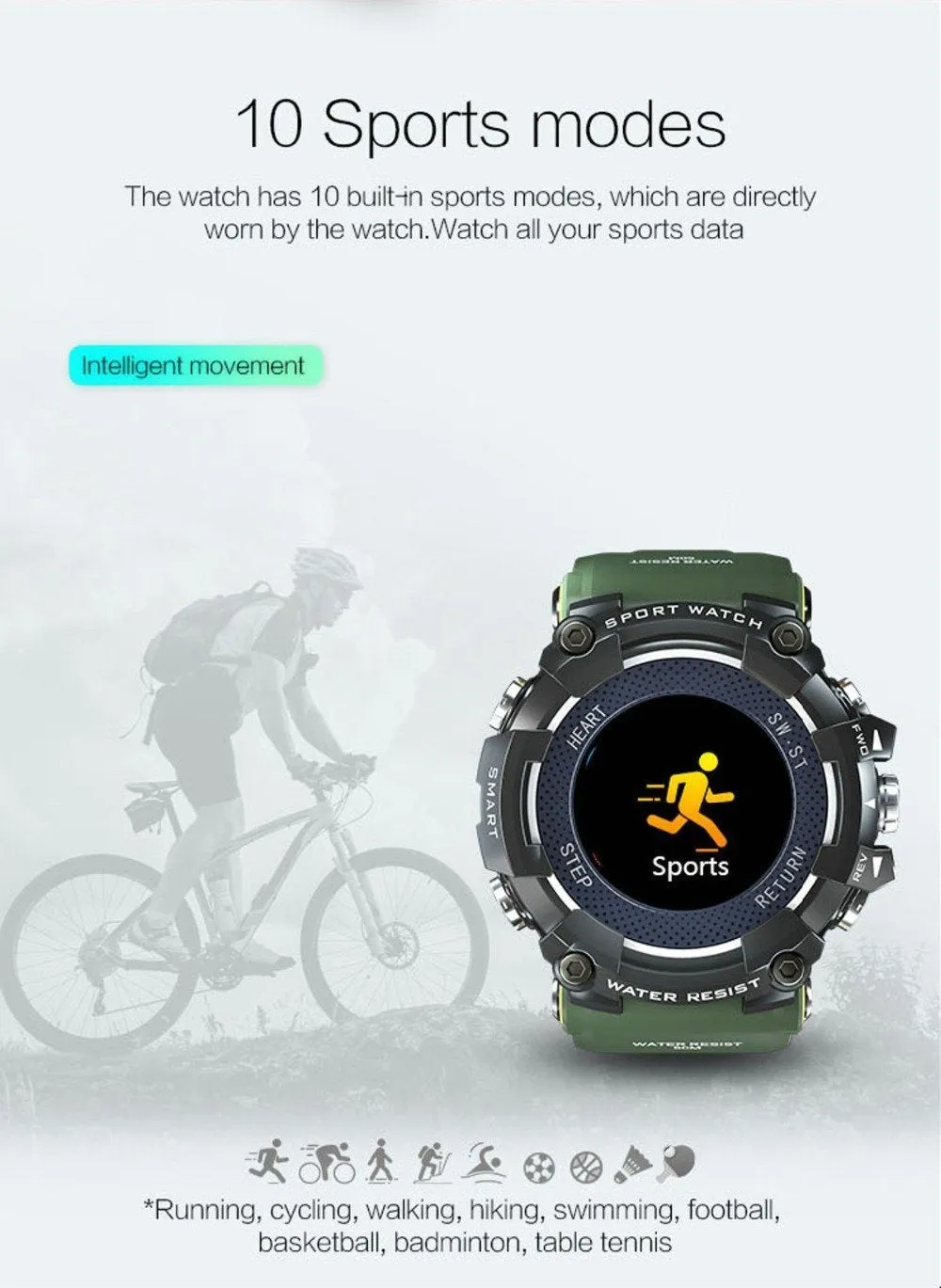 New Colour Screen Sport Smart Watch 50 ATM Waterproof Men Heart Rate Monitoring Smartwatch For iPhone Android