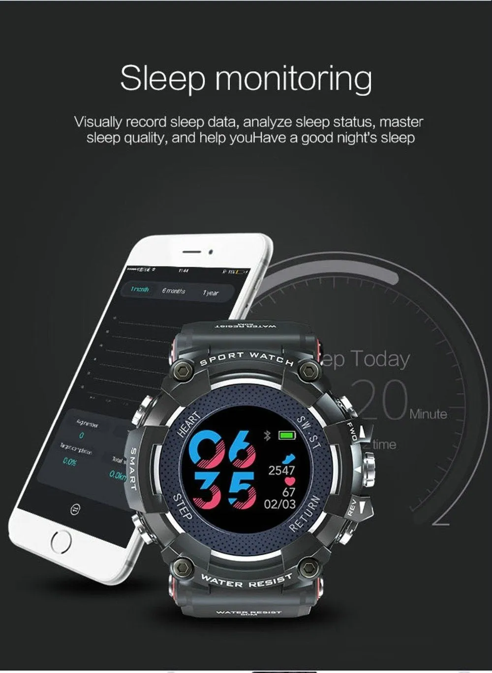 New Colour Screen Sport Smart Watch 50 ATM Waterproof Men Heart Rate Monitoring Smartwatch For iPhone Android