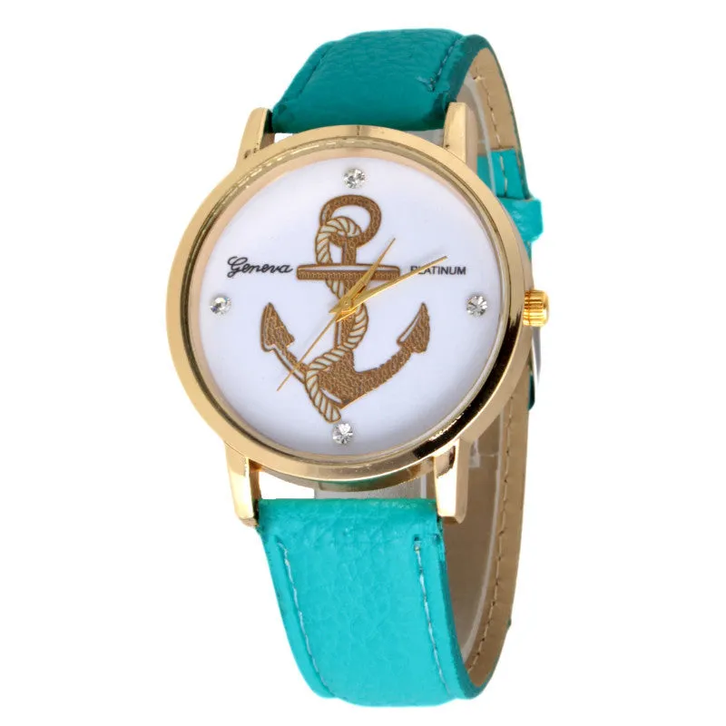 New Fashion Anchor Watches Leather GENEVA Watches For Women Dress Watches Quartz Watches