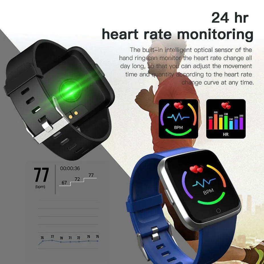 New IP67 Waterproof Fitness Tracker Heart Rate Monitor Blood Pressure Clock Smartwatch For Android iPhone