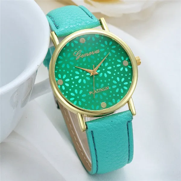 New Simple Style Women Casual Wristwatch Fashion Snowflake Leather Quartz Watch Ladies Dress Watch Relogio Feminino Clock