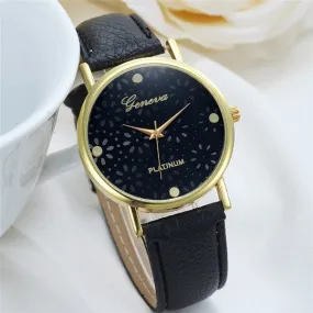 New Simple Style Women Casual Wristwatch Fashion Snowflake Leather Quartz Watch Ladies Dress Watch Relogio Feminino Clock