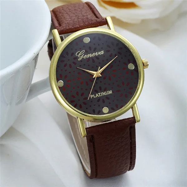 New Simple Style Women Casual Wristwatch Fashion Snowflake Leather Quartz Watch Ladies Dress Watch Relogio Feminino Clock