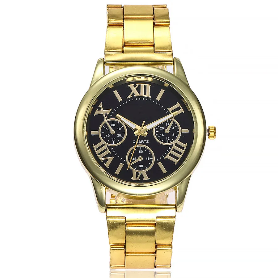 New Stainless Steel Geneva Watch Business Gold Wristwatch Quartz Watches Men Casual Wrist Watches