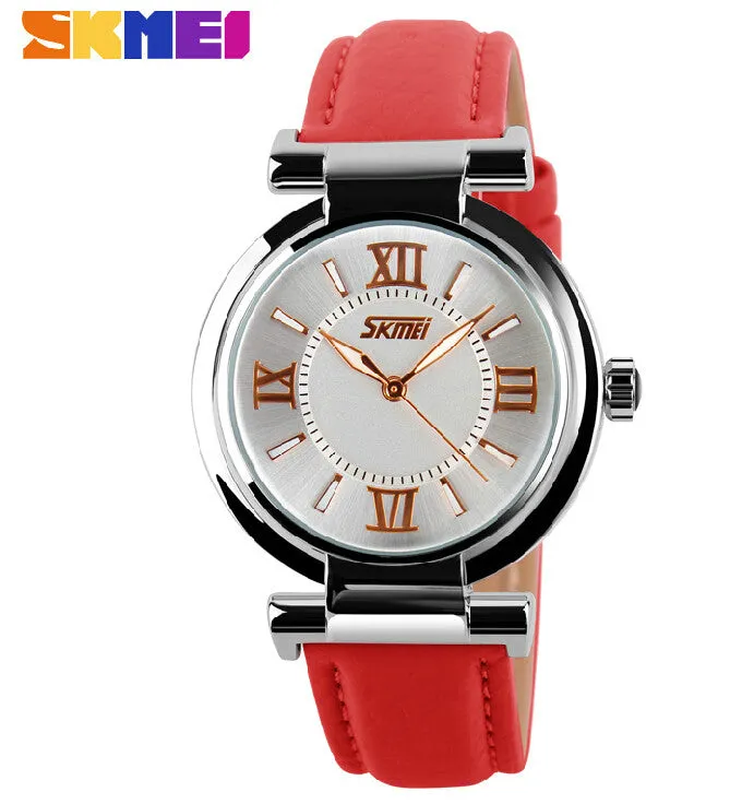 New Women Dress Watches 3ATM Waterproof Genuine Leather Strap Fashion Quartz Watch Student Wristwatch