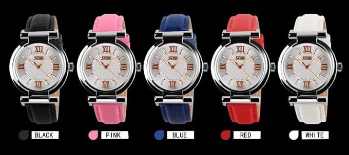 New Women Dress Watches 3ATM Waterproof Genuine Leather Strap Fashion Quartz Watch Student Wristwatch