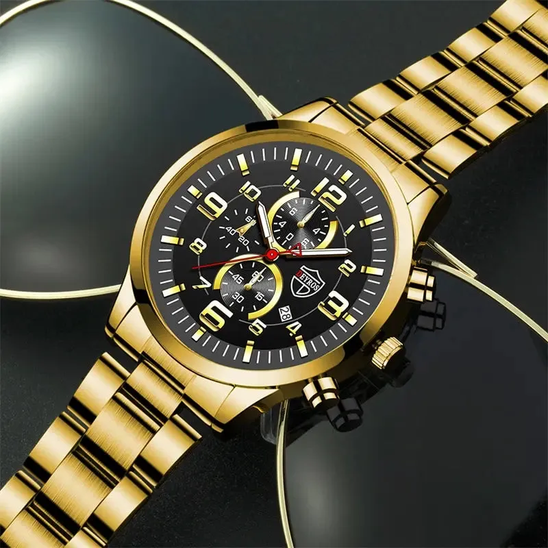 Nightglow Stainless Steel Gold Watch