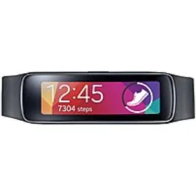 NOB Samsung Gear Fit SM-R3500ZKAXAR Activity Tracker/Smartwatch - 1.84-inch Super AMOLED Display - 128 x 432 - Bluetooth 4.0 - Charcoal Black