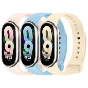 [Pack of 3] Silicone Strap For Xiaomi Mi Band 8 (Pink/Beige/Blue)