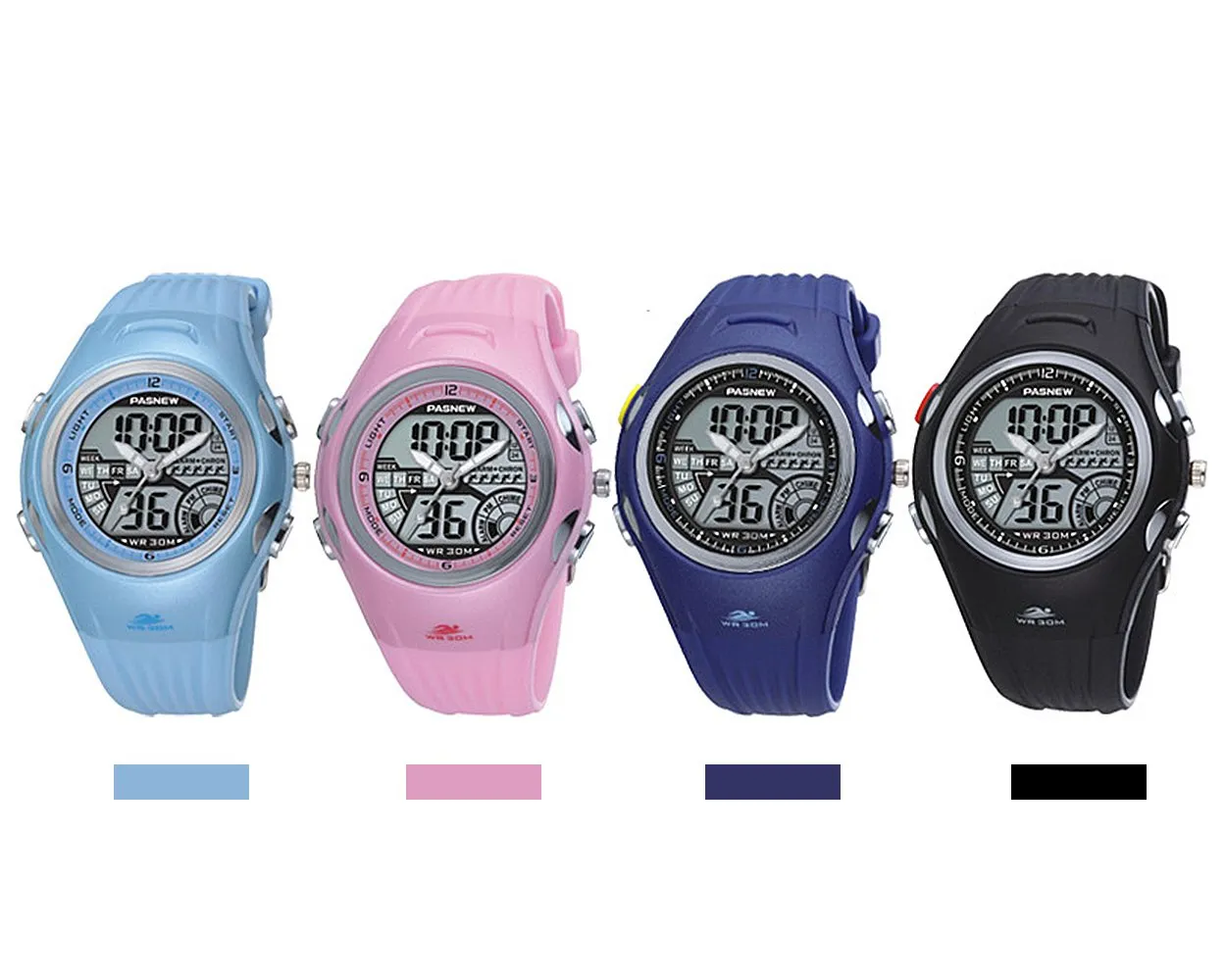 Pasnew Children Dual Time Digital Sport Watch