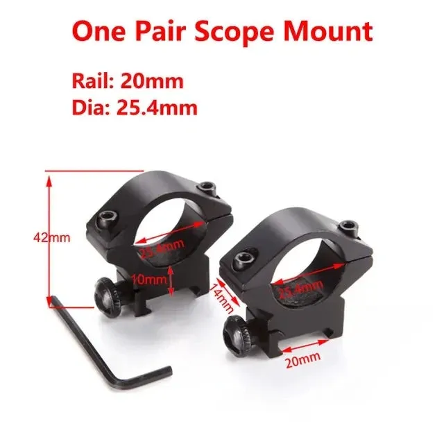 Scope Ring Mount 25.4mm for 20mm Picatinny Rail, 2 pcs