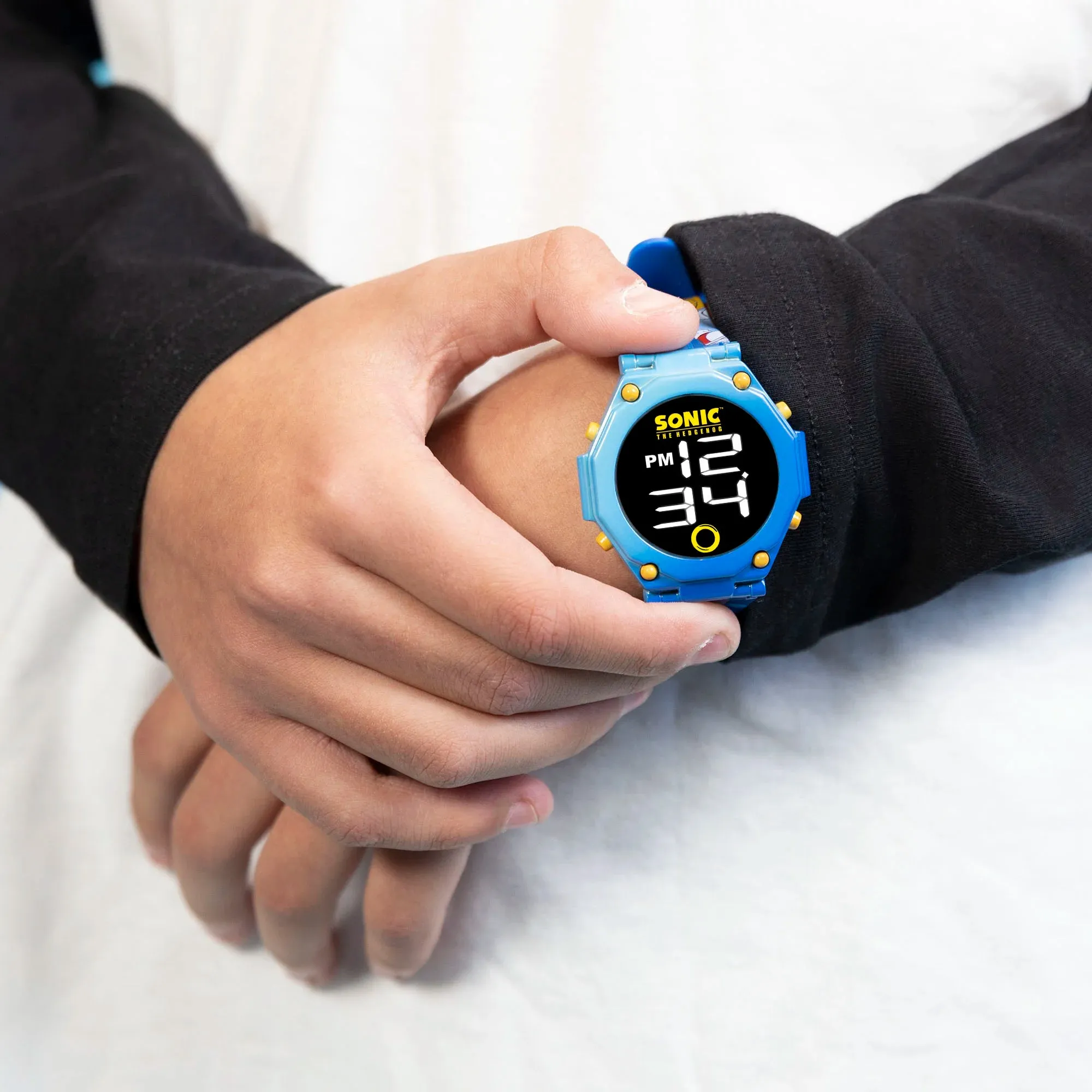 Sega Sonic the Hedgehog Character Print Digital Flashing Watch