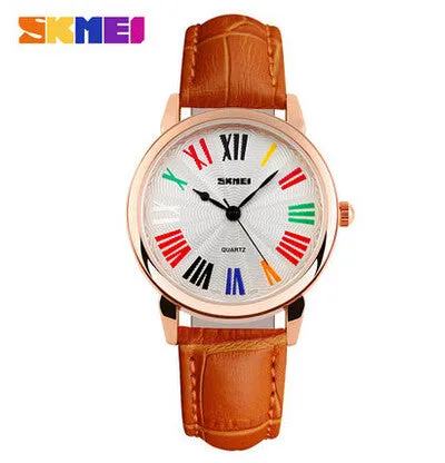 Skmei Famous Brand Watches Women Fashion Retro Luxury Clock Female Casual Ladies Leather Strap Quartz Watch Women Wristwatches