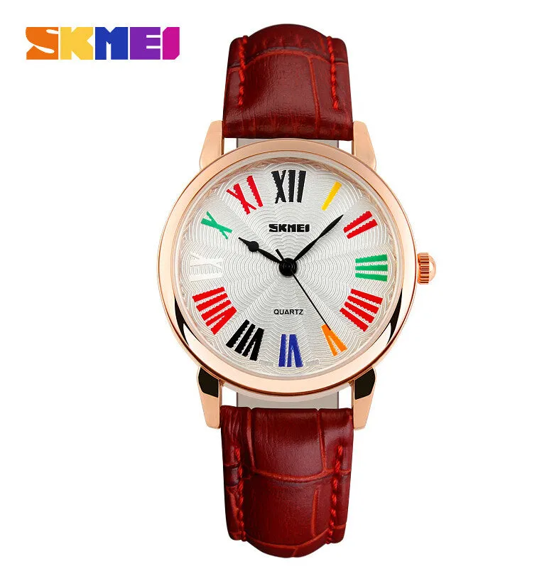 Skmei Famous Brand Watches Women Fashion Retro Luxury Clock Female Casual Ladies Leather Strap Quartz Watch Women Wristwatches