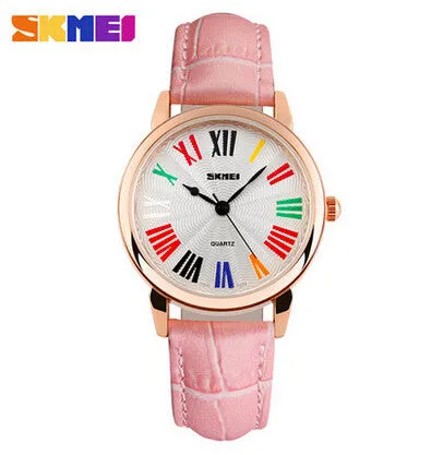 Skmei Famous Brand Watches Women Fashion Retro Luxury Clock Female Casual Ladies Leather Strap Quartz Watch Women Wristwatches