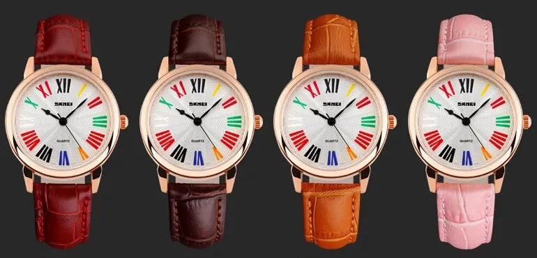 Skmei Famous Brand Watches Women Fashion Retro Luxury Clock Female Casual Ladies Leather Strap Quartz Watch Women Wristwatches