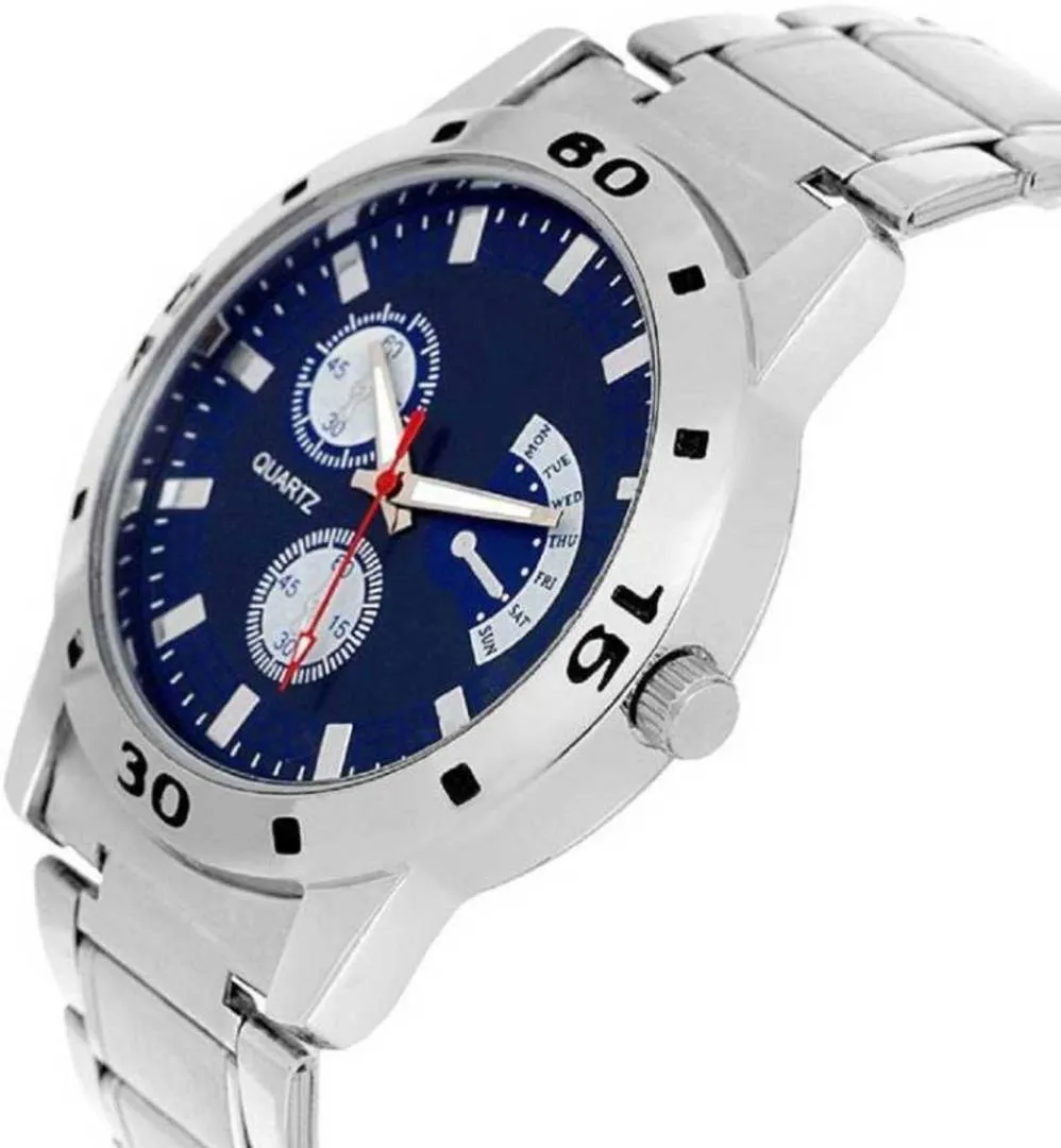 Sliver Metal Multifunction Watch - For Men