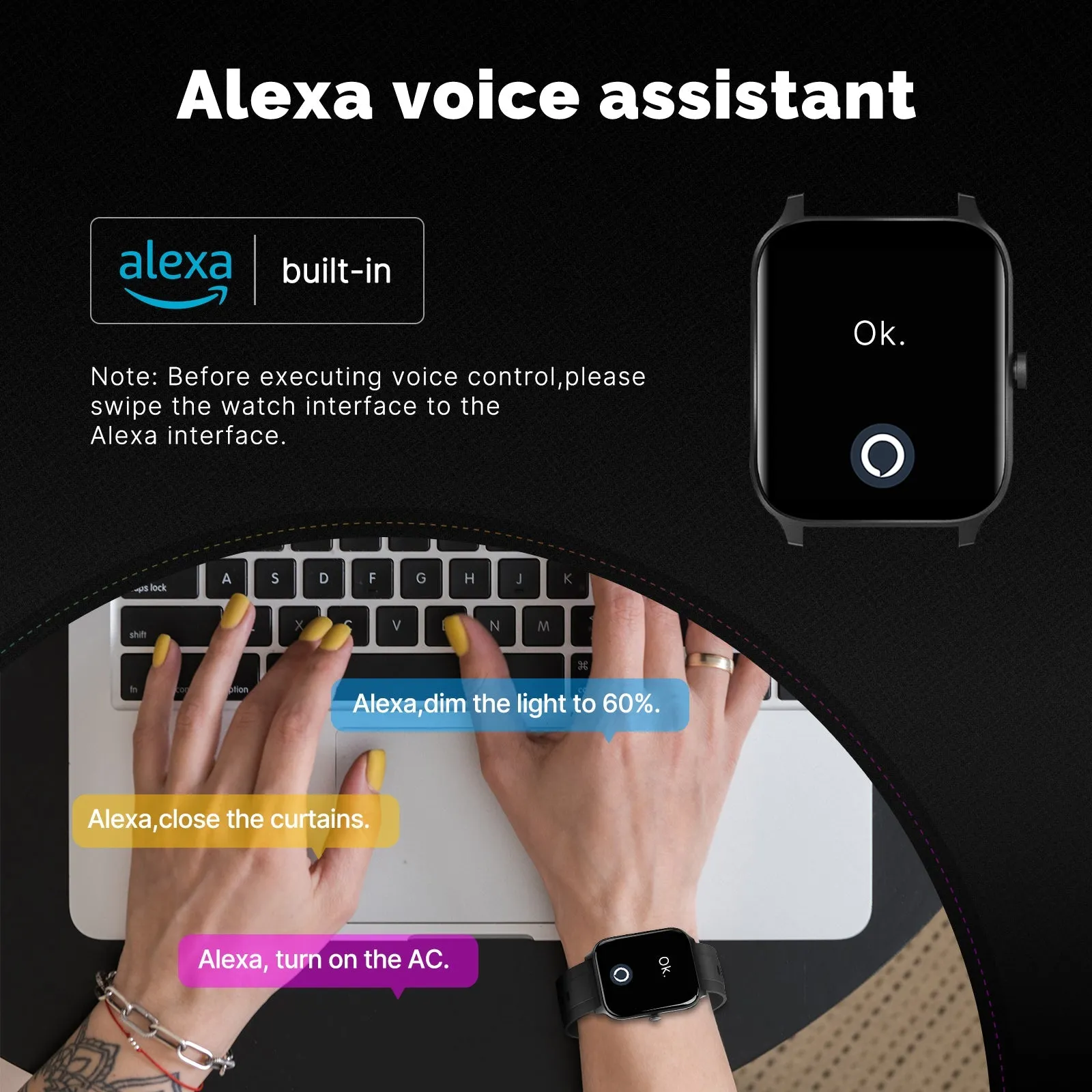 Smart Watch Alexa Built-in Fitness Tracker Heart Rate and Blood Oxygen Monitor