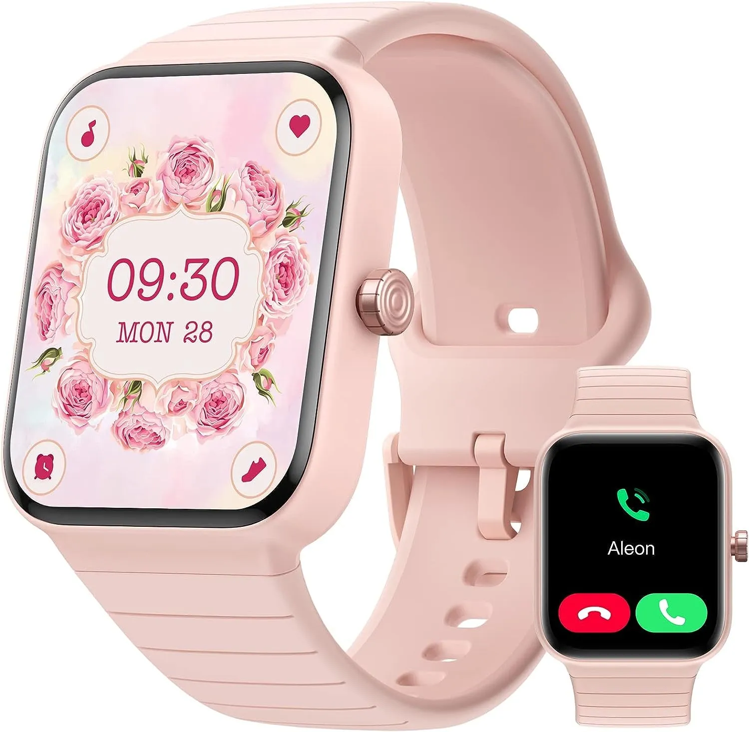 Smart Watch for Women Answer/Make Call, Alexa Built-in, 1.8" Fitness Watch with 100  Sports for Android iOS, IP68 Waterproof Activity Tracker, Heart Rate Sleep Monitor, Pink, GOPO1