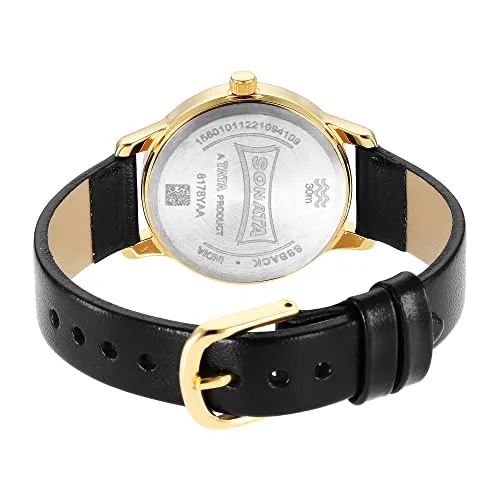 Sonata Black Dial Analog Watch for Women-NR8178YL01