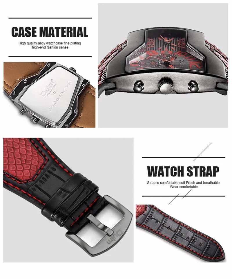 Super Cool Oulm Brand Men Quartz Watches Double Time Show Snake Band Casual Men Sports Watches Male Military Clock