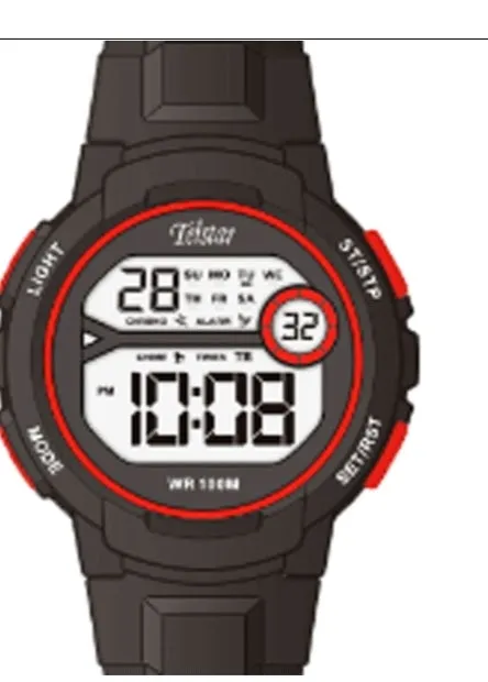 Telstar black resin 100M WR Digital watch 34918