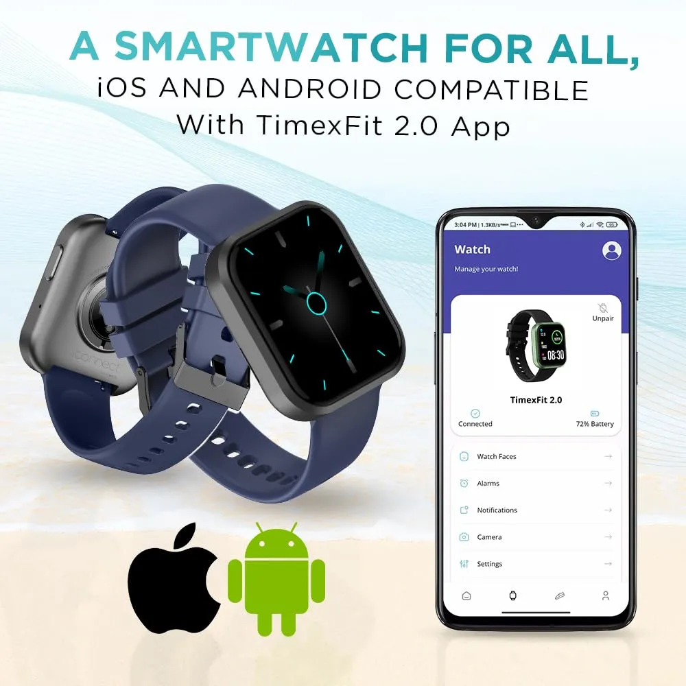 TIMEX iConnect Calling Smartwatch|1.83" TFT Display with 240x284 Pixel Resolution|Single Sync Bluetooth Calling|AI Voice Assist|100  Sports Modes|200  Watchfaces|Upto 7 Days Battery(Normal Usage)