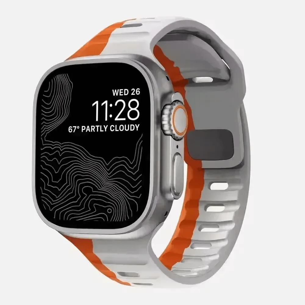 TrailBlaze Silicone Sports Band For Apple Watch - Orange Grey