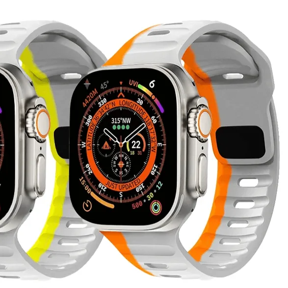 TrailBlaze Silicone Sports Band For Apple Watch - Orange Grey