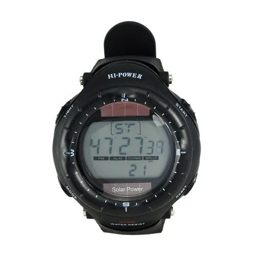 Unisex Solar Power Water Resistant Sports Watch With Stopwatch