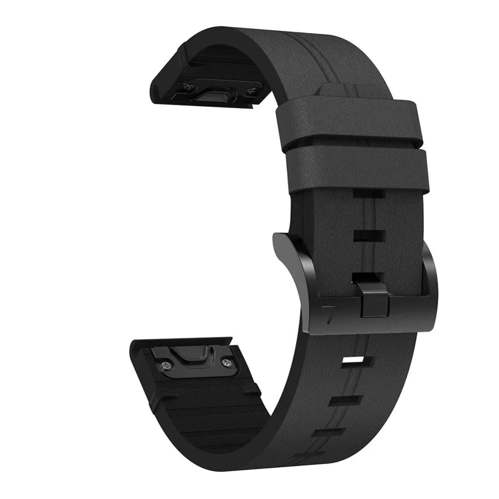 Universal Garmin 22mm QuickFit Læder Rem - Sort