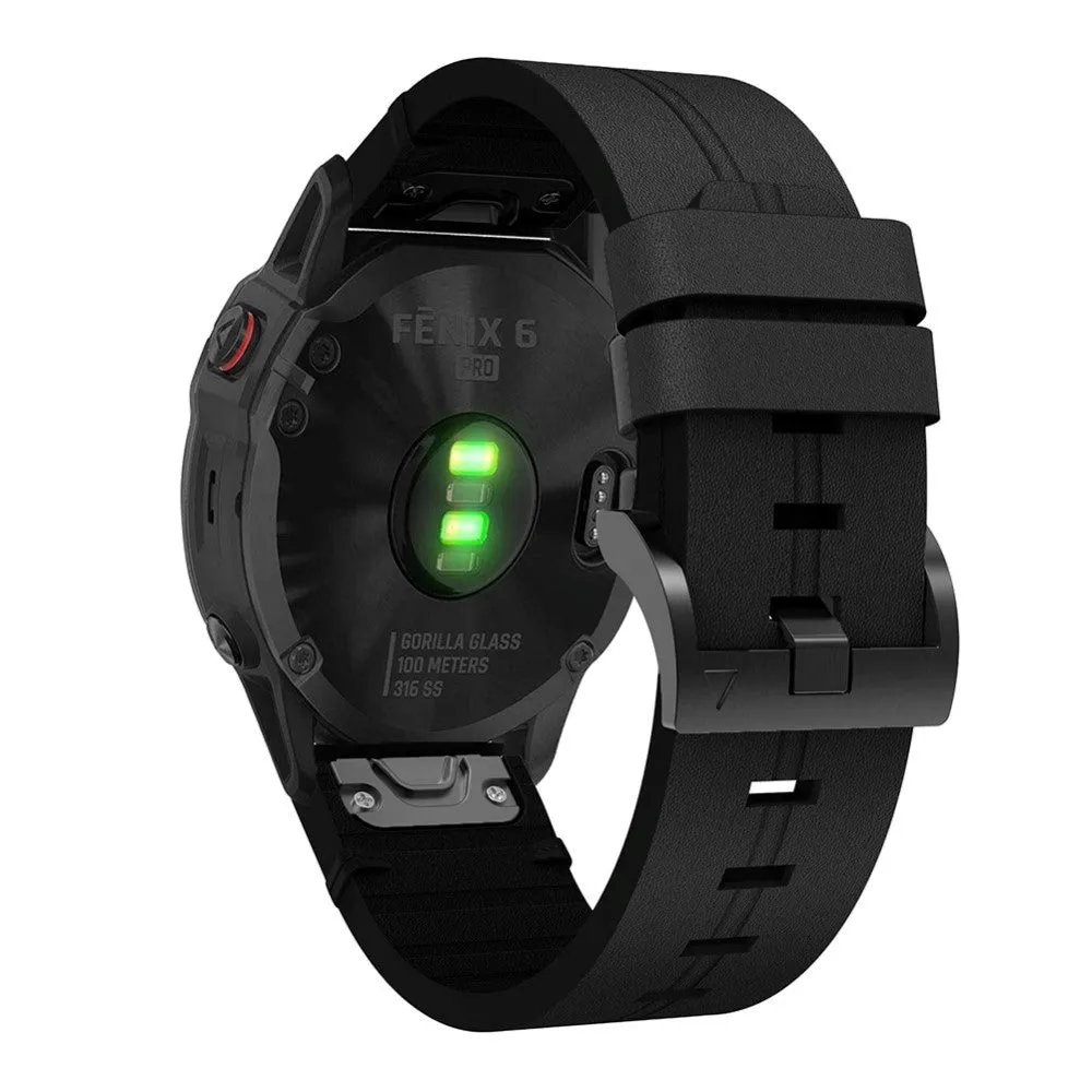 Universal Garmin 22mm QuickFit Læder Rem - Sort