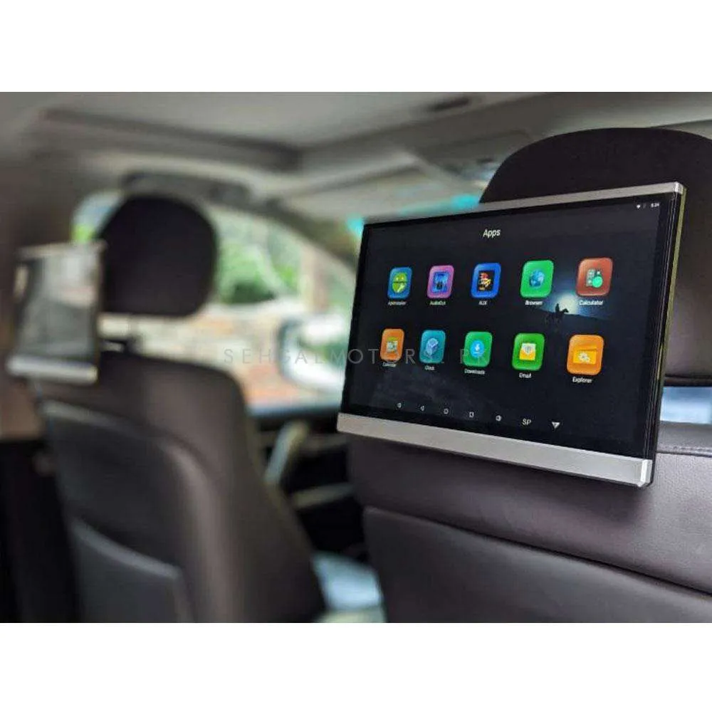 Universal Headrest Android LCD Silver 12.5 Inches - Pair - Maximus Octa Core Ultra Thin Multimedia IPS Display System