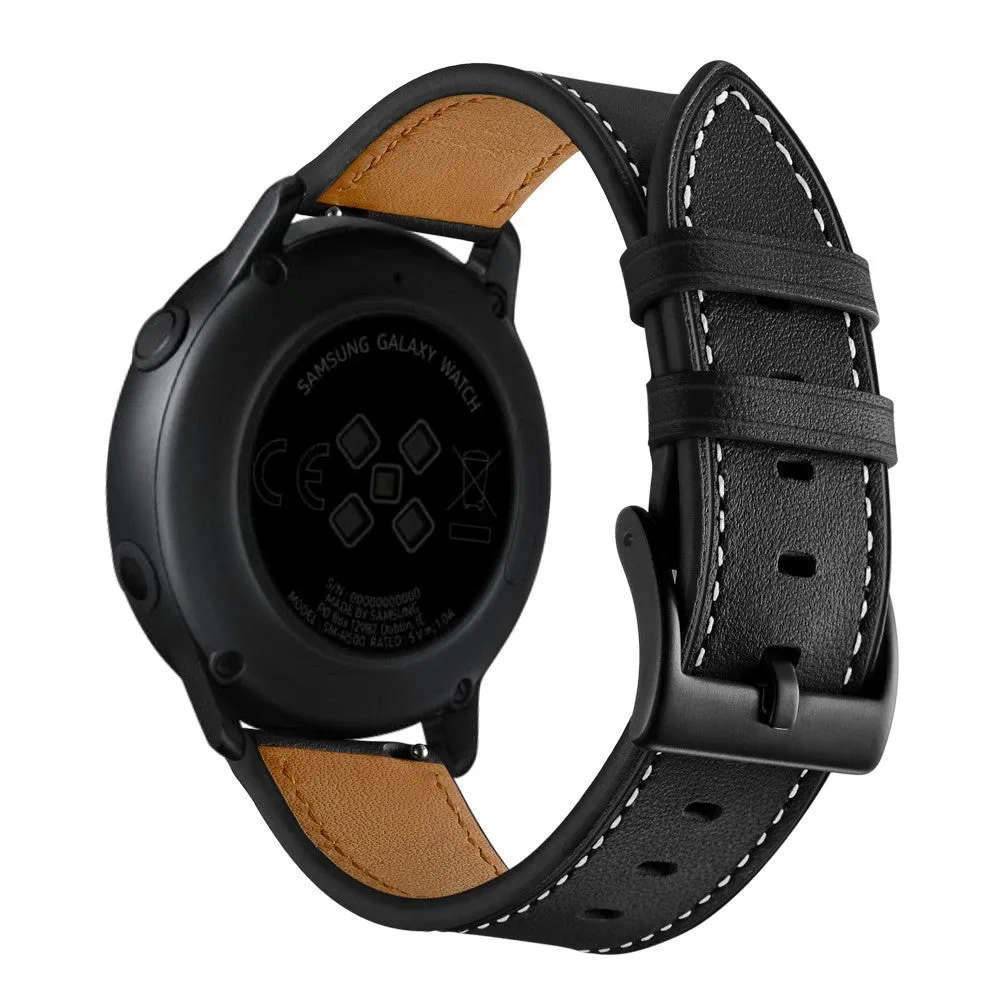 Universal Smartwatch Læder Rem (20mm) - Sort