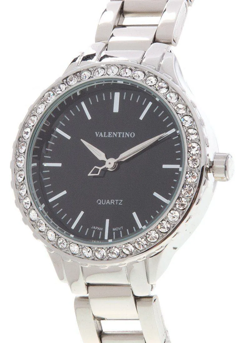 Valentino 20121961-SILVER  - BLACK DIAL SILVER STAINLESS BAND  Watch For Women