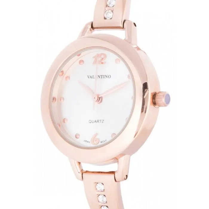 Valentino 20121981-SILVER DIAL ROSE GOLD FASHION METAL ALLOY STRAP Watch for Women