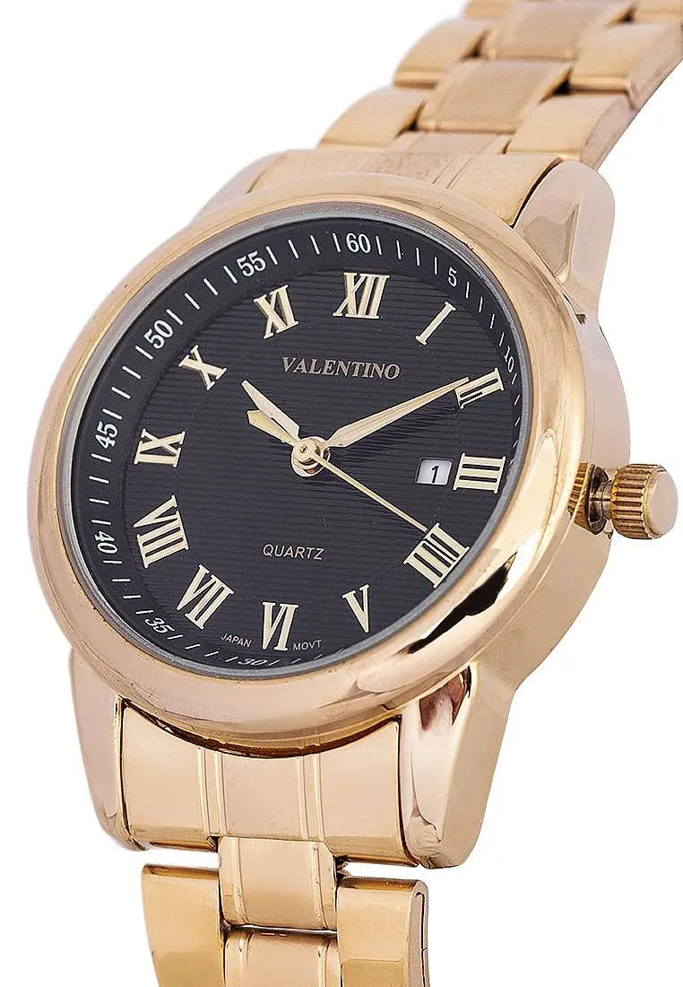 Valentino 20122298-BLACK DIAL Gold Strap Watch for Men