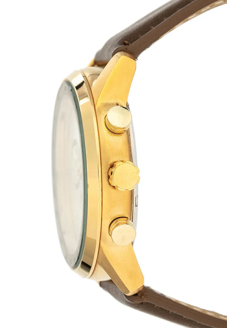 Valentino 20122411-GOLD CASE - SILVER DL Leather Strap Analog Watch for Men